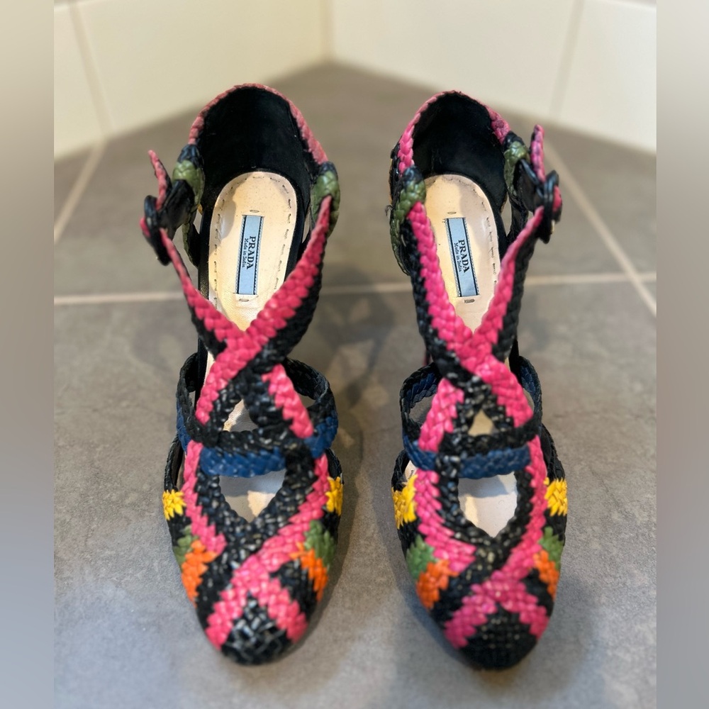 Prada Mary Jane multicoloured leather heels Size EU 39.5